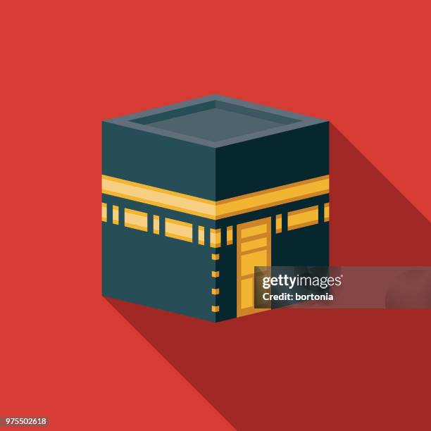 stockillustraties, clipart, cartoons en iconen met kaaba platte ontwerp ramadan pictogram - allah