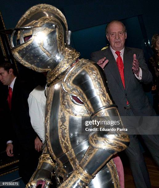 King Juan Carlos I visits 'El arte del poder' exhibition at El Prado Museum on March 8, 2010 in Madrid, Spain.