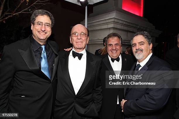 Fox' Tom Rothman, News Corp's Rupert Murdoch, Fox' Jim Gianopulos and Jon Landau at 20th Century Fox - Fox Searchlight Pictures Oscar Party on March...