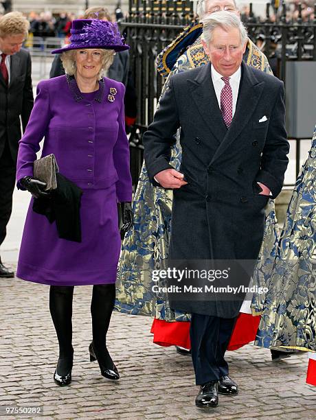 Camilla Duchess of Cornwall and HRH Prince Charles, The Prince of Wales attend the Commonwealth Day Observance Service at Westminster Abbey on March...