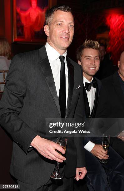 Abbey founder/CEO David Cooley and singer Lance Bass attend SBE's/The Abbey's 'The Envelope Please' Oscar viewing party benefiting APLA at The Abbey...