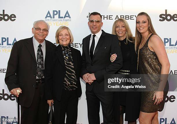 Abbey founder/CEO David Cooley with his family attend SBE's/The Abbey's 'The Envelope Please' Oscar viewing party benefiting APLA at The Abbey on...