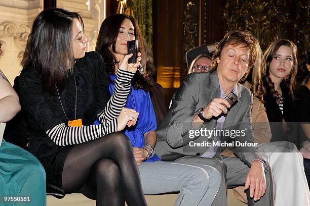 Nancy Shevell, Paul McCartney, Christina Schwarzenegger attend the Stella McCartney Ready to Wear show as part of the Paris Womenswear Fashion Week...