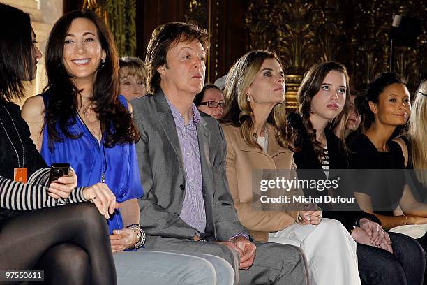 Nancy Shevell, Paul McCartney, Maria Shriver, Christina Schwarzenegger, Thandie Newton and Laura Bailey attend the Stella McCartney Ready to Wear...