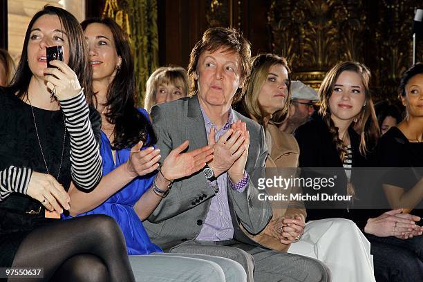Nancy Shevell, Paul McCartney, Maria Shriver and Christina Schwarzenegger attend the Stella McCartney Ready to Wear show as part of the Paris...