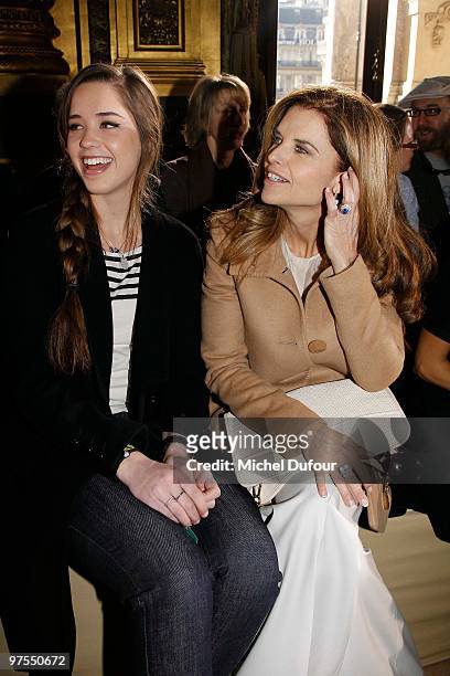 Maria Shriver and her daughter Christina Schwarzenegger attend the Stella McCartney Ready to Wear show as part of the Paris Womenswear Fashion Week...