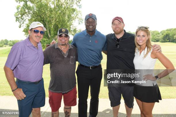 Kix Brooks, Vince Neil, Kevin Carter, Lance Carpenter and Jillian Cardarelli attend the 7th Annual Drive 4 Dinger Celebrity Golf Tournament at...