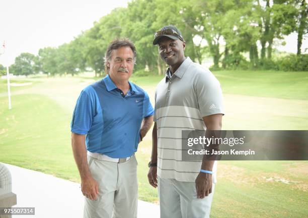 Jeff Fisher and Todd Bowles attend the 7th Annual Drive 4 Dinger Celebrity Golf Tournament at Vanderbuilt Legends Club on June 15, 2018 in Franklin,...