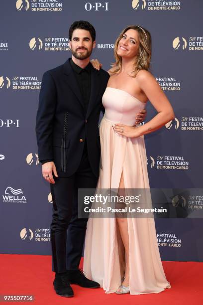 Darren Criss and Mia Swier attend the opening ceremony of the 58th Monte Carlo TV Festival on June 15, 2018 in Monte-Carlo, Monaco.