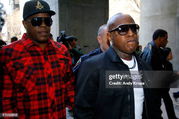 Founders of Cash Money Records Ronald "Slim" Williams and Bryan "Birdman" Williams arrive at New York State Supreme Court where Dwayne Carter, known...