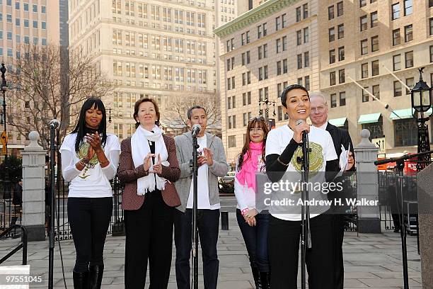 Women for Women International founder Zainab Salbi speaks at the Women For Women International "Join Me On The Bridge" Global Campaign at Brooklyn...