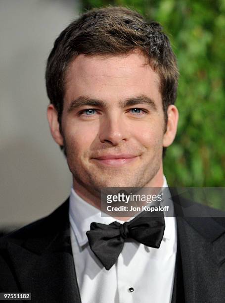 Actor Chris Pine arrives at the 2010 Vanity Fair Oscar Party held at Sunset Tower on March 7, 2010 in West Hollywood, California.