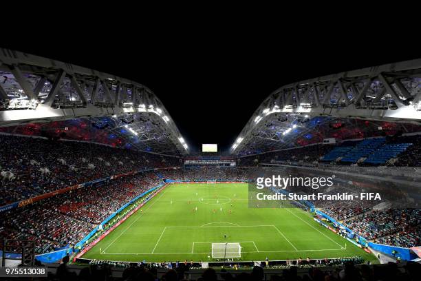 General view inside the stadium during the 2018 FIFA World Cup Russia group B match between Portugal and Spain at Fisht Stadium on June 15, 2018 in...
