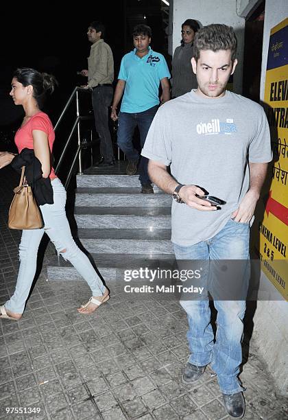 Actors Neil Nitin Mukesh and Deepika Padukone outside a multiplex in Mumbai on Friday, March 5, 2010.