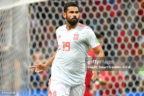 Diego Costa of Spain celebrates after scoring his team's second goal during the 2018 FIFA World Cup Russia group B match between Portugal and Spain...