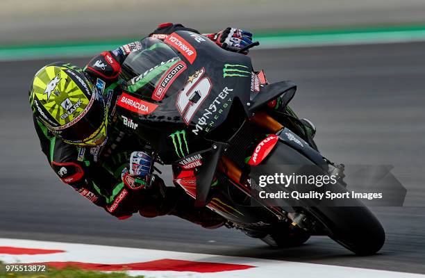 Johann Zarco of France and Monster Yamaha Tech 3 rounds the bend during free practice for the MotoGP of Catalunya at Circuit de Catalunya on June 15,...