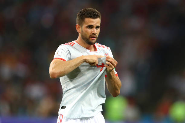 Nacho of Spain celebrates after scoring his team's third goal during the 2018 FIFA World Cup Russia group B match between Portugal and Spain at Fisht...