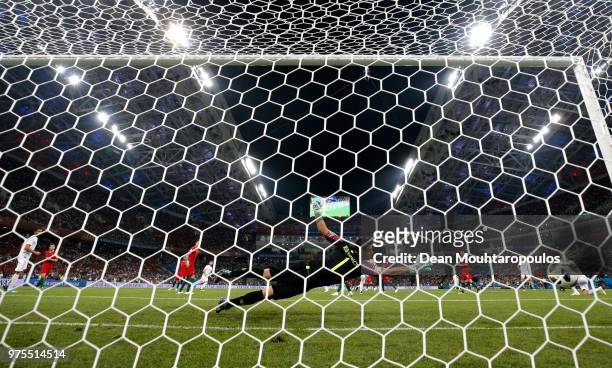 Nacho of Spain scores his team's third goal past Rui Patricio of Portugal during the 2018 FIFA World Cup Russia group B match between Portugal and...
