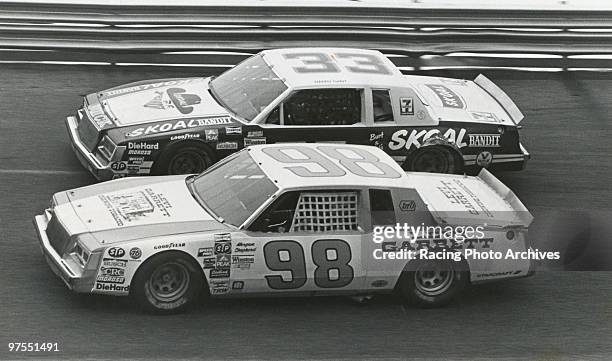 Harry Gant attempts another pass against Morgan Shepherd during the Valleydale 500. Shepherd would finish in 3rd and take home $6,705 while Gant...