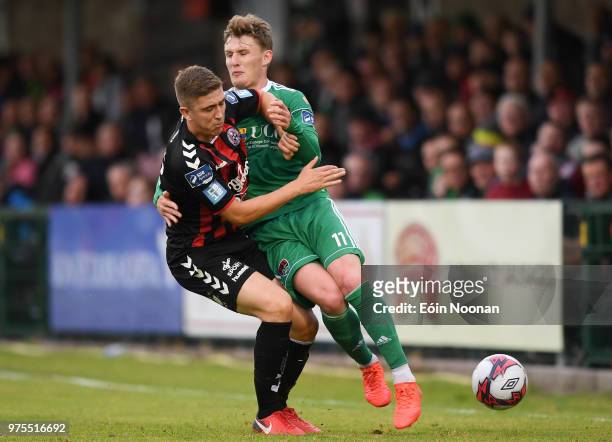 Cork , Ireland - 15 June 2018; Kieran Sadlier of Cork City in action against Dano Byrne of Bohemians during the SSE Airtricity League Premier...