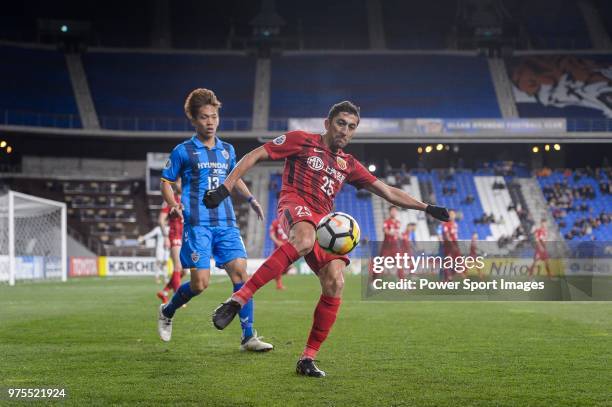 Shanghai FC Midfielder Odil Akhmedov in action during the AFC Champions League 2018 Group Stage F Match Day 4 between Ulsan Hyunday and Shanghai SIPG...