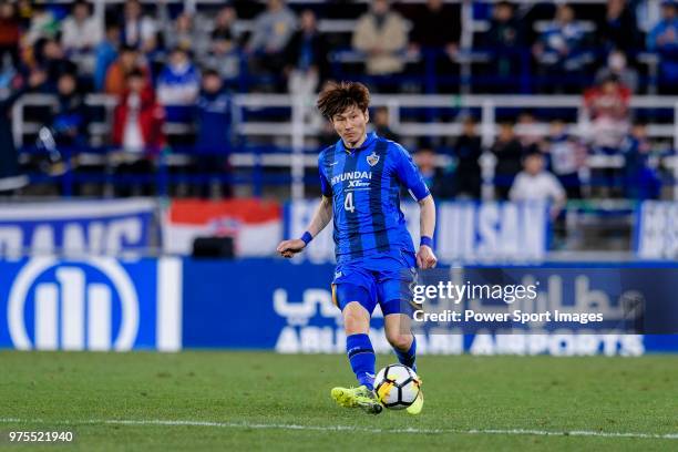 Ulsan Defender Kang Min-soo in action during the AFC Champions League 2018 Group Stage F Match Day 4 between Ulsan Hyunday and Shanghai SIPG at Ulsan...