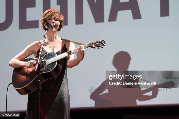 Violante Placido attends the 'Filming Italy Sardegna Festival' Dinner at Forte Village Resort on June 15, 2018 in Santa Margherita di Pula, Cagliari,...