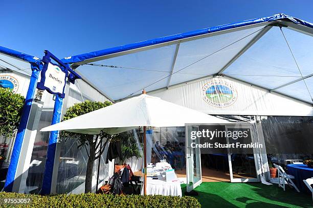 The Barclays Lehman Hospitality Tent as seen on the third fairway during the final round of the AT&T Pebble Beach National Pro-Am at Pebble Beach...