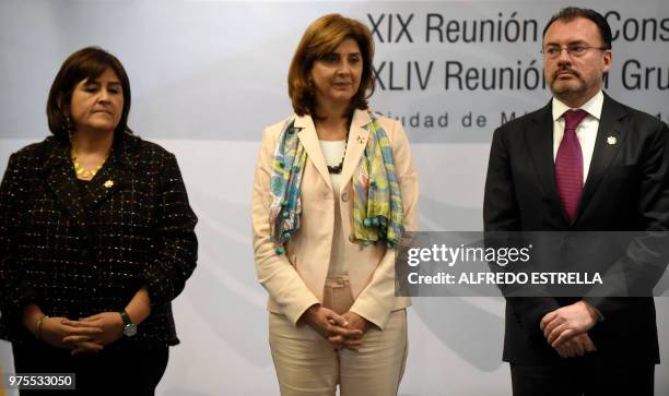 Members of the Pacific Alliance Council of Ministers Colombian Minister of Energy Maria Lorena Gutierrez, Minister of Foreign Affairs of Colombia,...