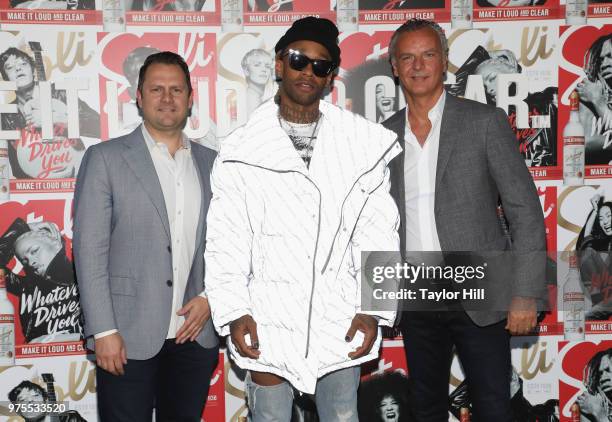 Russell Pareti SVP Marketing Stoli Group USA, Ty Dolla $ign and Hugues Pietrini Global President and CEO, Stoli Group attend Stoli Vodka hosts "Loud...