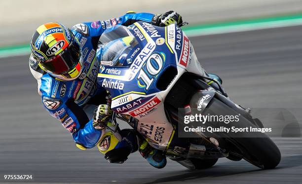 Xavier Simeon of Belgium and Reale Avintia Racing rounds the bend during free practice for the MotoGP of Catalunya at Circuit de Catalunya on June...