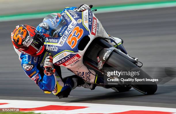 Tito Rabat of Spain and Reale Avintia Racing rounds the bend during free practice for the MotoGP of Catalunya at Circuit de Catalunya on June 15,...