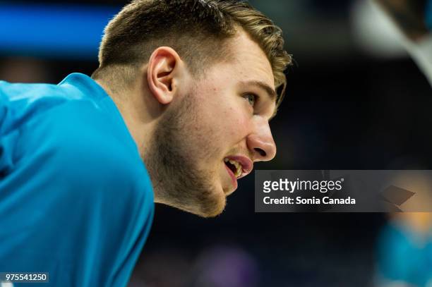 Luka Doncic, #7 guard of Real Madrid warms up prior the Liga Endesa game between Real Madrid and Kirolbet Baskonia at Wizink Center on June 15, 2018...