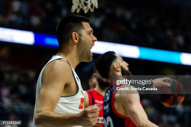 Felipe Reyes, #9 forward of Real Madrid during the Liga Endesa game between Real Madrid and Kirolbet Baskonia at Wizink Center on June 15, 2018 in...