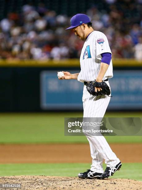 Arizona Diamondbacks relief pitcher Yoshihisa Hirano pitches during the MLB baseball game between the Arizona Diamondbacks and the New York Mets on...