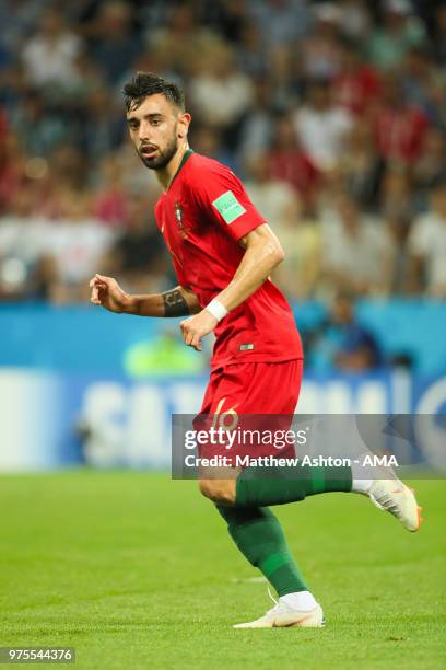 Bruno Fernandes of Portugal in action during the 2018 FIFA World Cup Russia group B match between Portugal and Spain at Fisht Stadium on June 15,...