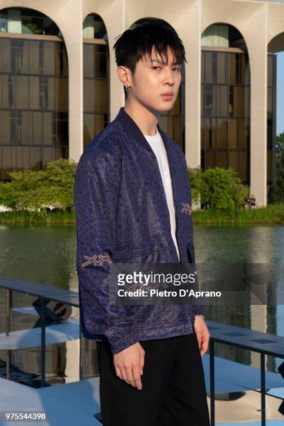 Victor Ma attends the Ermenegildo Zegna show during Milan Men's Fashion Week Spring/Summer 2019 on June 15, 2018 in Milan, Italy.