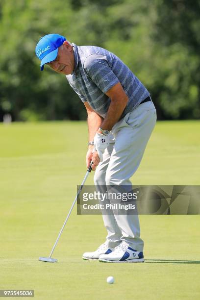 Bill Longmuir of Scotland in action during the first round of the 2018 Senior Italian Open presented by Villaverde Resort played at Golf Club Udine...