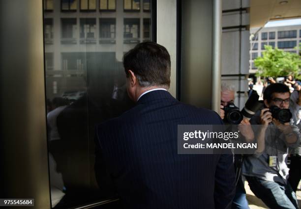 Paul Manafort arrives for a hearing at US District Court on June 15, 2018 in Washington, DC. - A judge revoked Manafort's bail and sent him to jail...