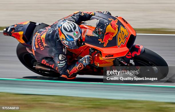 Pol Espargaro of Spain and Red Bull KTM Factory Racing rides during free practice for the MotoGP of Catalunya at Circuit de Catalunya on June 15,...