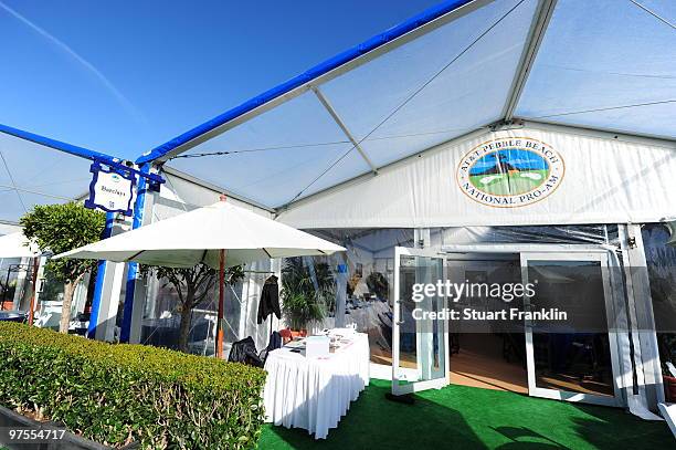 The Barclays Lehman Hospitality Tent as seen on the third fairway during the final round of the AT&T Pebble Beach National Pro-Am at Pebble Beach...