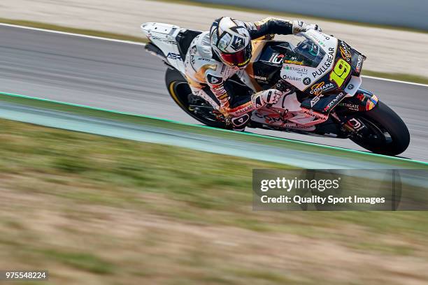 Alvaro Bautista of Spain and Angel Nieto Team rides during free practice for the MotoGP of Catalunya at Circuit de Catalunya on June 15, 2018 in...