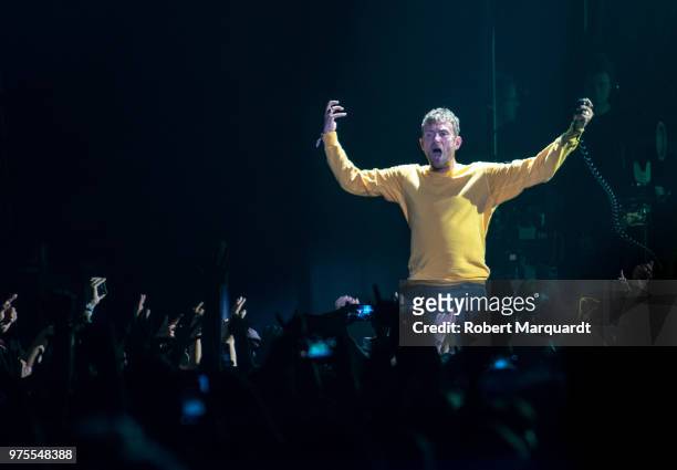 Damon Albarn of Gorillaz performs on stage for the 25th Sonar Musical Festival held at the Gran Via 2 on June 15, 2018 in Barcelona, Spain.