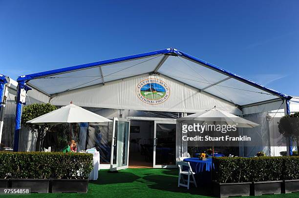 The Barclays Lehman Hospitality Tent as seen on the third fairway during the final round of the AT&T Pebble Beach National Pro-Am at Pebble Beach...