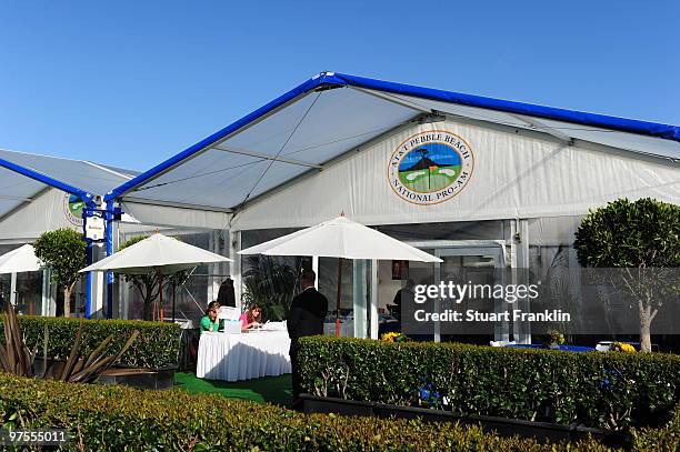 The Barclays Lehman Hospitality Tent as seen on the third fairway during the final round of the AT&T Pebble Beach National Pro-Am at Pebble Beach...