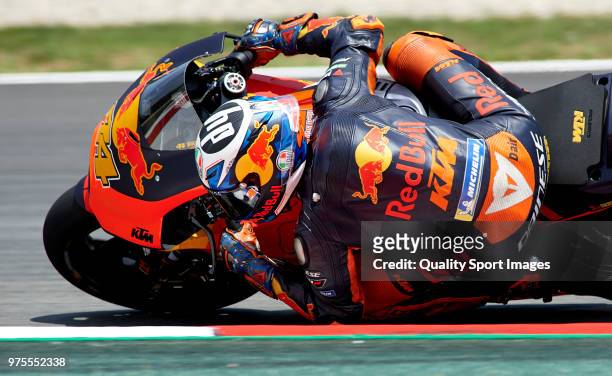 Pol Espargaro of Spain and Red Bull KTM Factory Racing rounds the bend during free practice for the MotoGP of Catalunya at Circuit de Catalunya on...