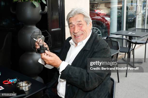 Actor Jean-Pierre Castaldi attends the "Street Art butterflies" by Charlotte Joly Exhibition Preview at Veramente, on June 15, 2018 in Paris, France.