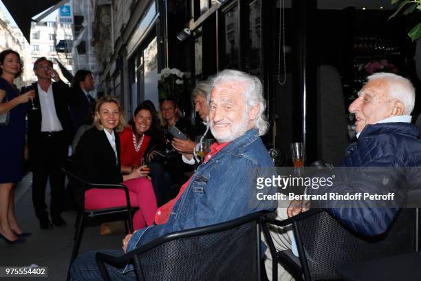 Jean-Paul Belmondo and Charles Gerard attend the "Street Art butterflies" by Charlotte Joly Exhibition Preview at Veramente, on June 15, 2018 in...