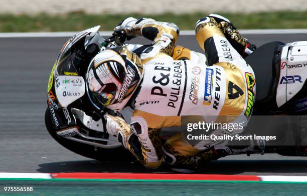 Alvaro Bautista of Spain and Angel Nieto Team rounds the bend during free practice for the MotoGP of Catalunya at Circuit de Catalunya on June 15,...