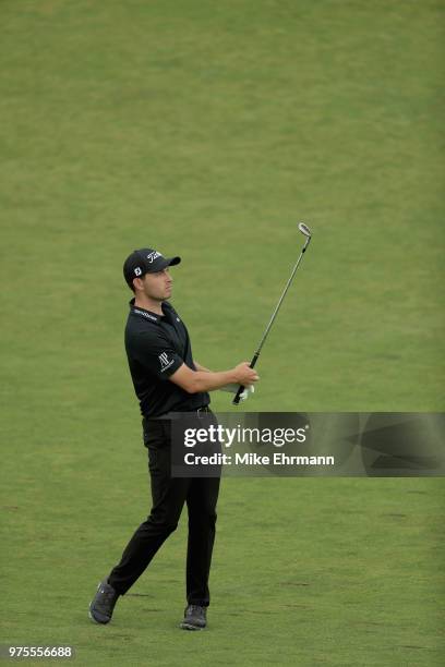 Patrick Cantlay of the United States plays a shot on the tenth hole during the second round of the 2018 U.S. Open at Shinnecock Hills Golf Club on...